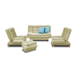 Sala Damasco Beige 150x40cm De Cuatro Puestos Con Sofacama Sillas Auxiliares y Puff - SOFAS Y POLTRONAS | Bylmo