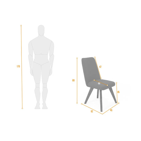 Silla de Comedor Evora Gris 45x89cm Asiento Cuadradro - SILLAS Y BUTACOS | Bylmo