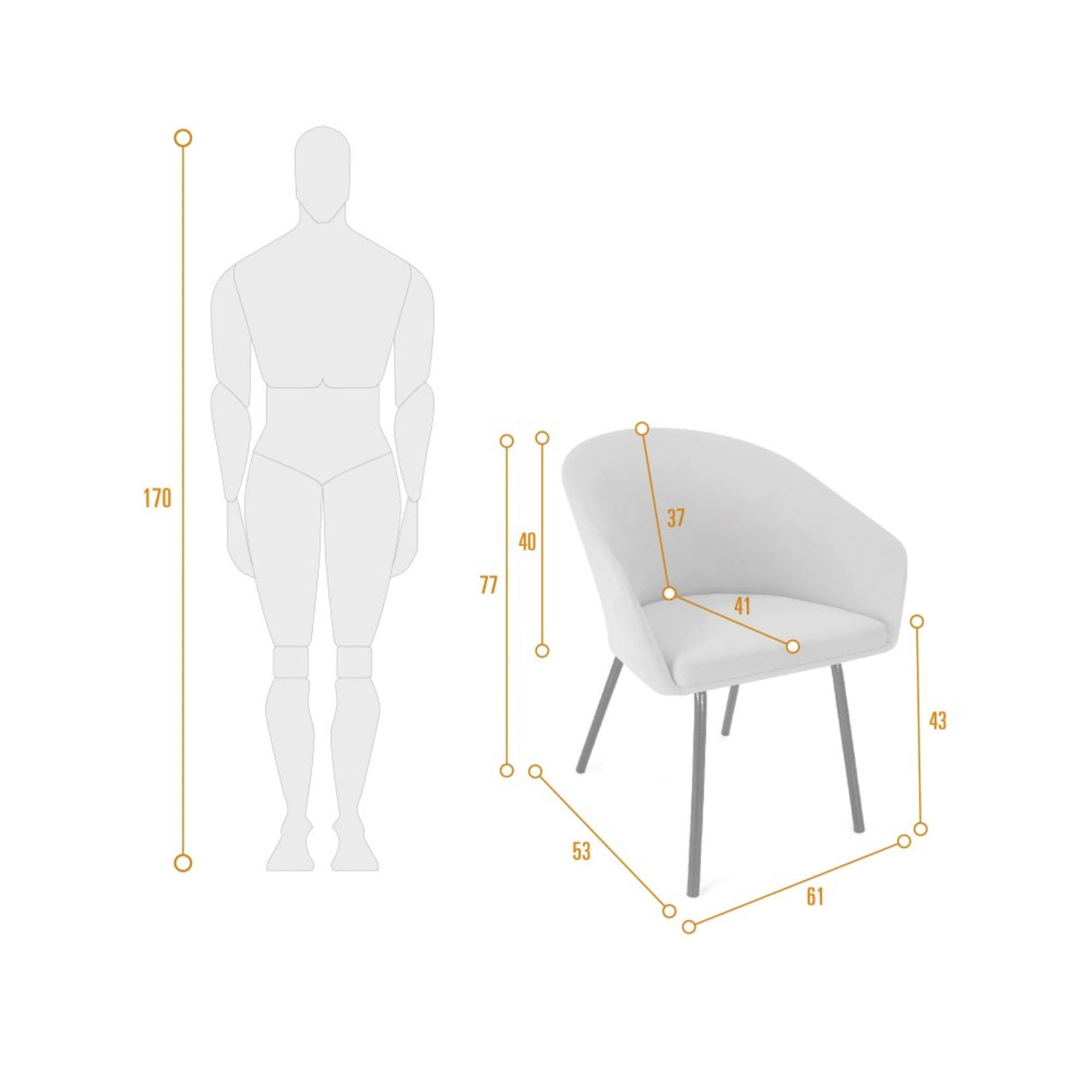 Silla de Comedor Aurora Petróleo 61x77cm Asiento Ovalado Con Apoya Brazos - SILLAS Y BUTACOS | Bylmo