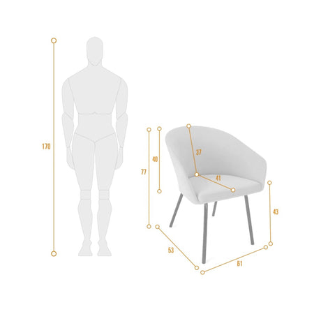 Silla de Comedor Aurora Petróleo 61x77cm Asiento Ovalado Con Apoya Brazos - SILLAS Y BUTACOS | Bylmo