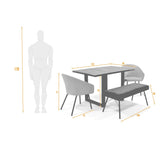 Combo Comedor Rectangular Marsella Mostaza y Azul 122x75cm De Cuatro Puestos Con Dos Sillas y Un Butaco - COMEDORES | Bylmo