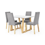 Combo Comedor Rectangular Andara Plata y Blanco 120x75.5cm De Cuatro Puestos Con Cuatro Sillas - COMEDORES | Bylmo