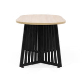 Comedor Ovalado Wisconsin Duna y Matiz Negro 150x75cm De Cuatro Puestos Sin Sillas - COMEDORES | Bylmo
