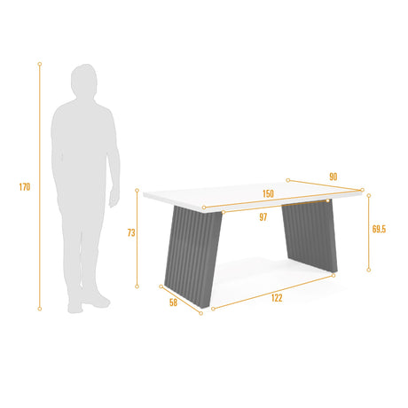 Comedor Rectangular Aragon Blanco y Negro 150x73cm De Cuatro Puestos Sin Sillas - COMEDORES | Bylmo