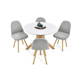 Combo Comedor Circular Luxor Plata y Blanco 105x76.5cm De Cuatro Puestos Con Cuatro Sillas - COMEDORES | Bylmo