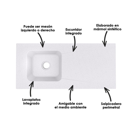 Cocina Modular Ambar Blanco 120x75cm Con Mesón y Sin Estufa - COCINAS | Bylmo