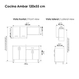 Cocina Modular Ambar Blanco 120x75cm Con Mesón y Sin Estufa - COCINAS | Bylmo