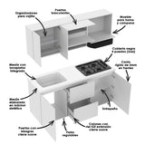 Cocina Modular Zafiro Blanco 180x75cm Con Mesón y Con Estufa - COCINAS | Bylmo