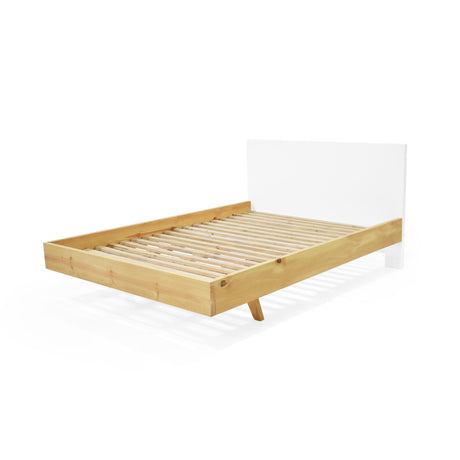 Cama Lanus Blanco y Natural 146x90cm para Colchón Doble 140 X 190 Cm con Cabecero - CAMAS | Bylmo