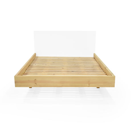Cama Lanus Blanco y Natural 146x90cm para Colchón Doble 140 X 190 Cm con Cabecero - CAMAS | Bylmo