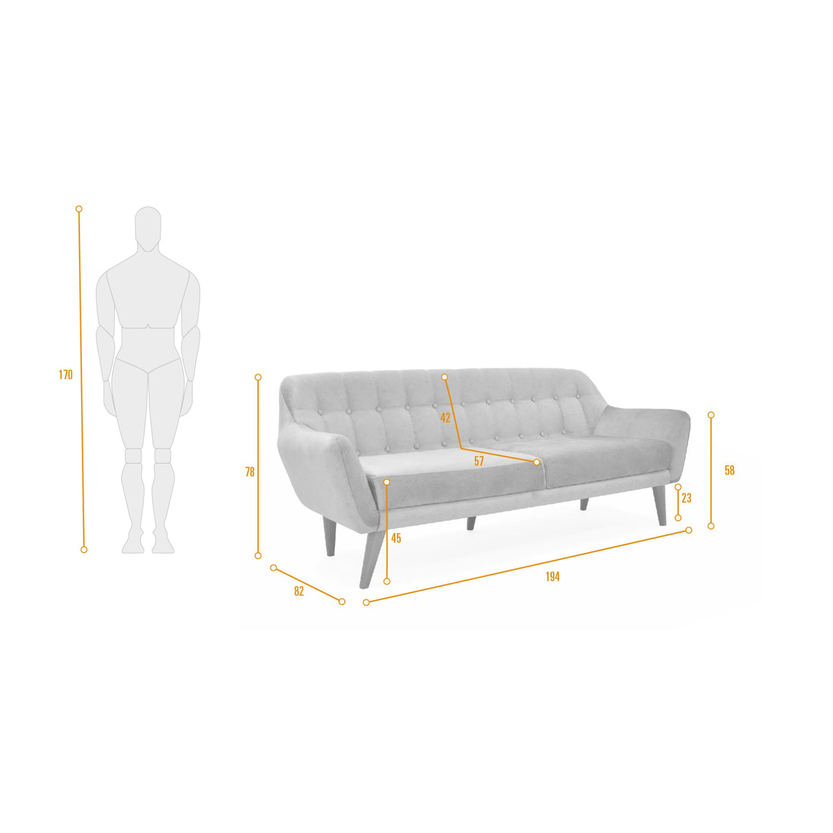 Sofá Roma Taupe 194x78cm de Tres Puestos con Apoya Brazos - SOFAS Y POLTRONAS | Bylmo