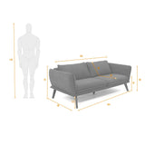 Sofá Hudson Gris 184x75cm de Tres Puestos con Apoya Brazos - SOFAS Y POLTRONAS | Bylmo