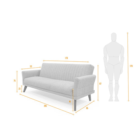 Sofacama Pensilvania Gris 205x87cm de Tres Puestos Recinable con Apoya Brazos - SOFAS Y POLTRONAS | Bylmo