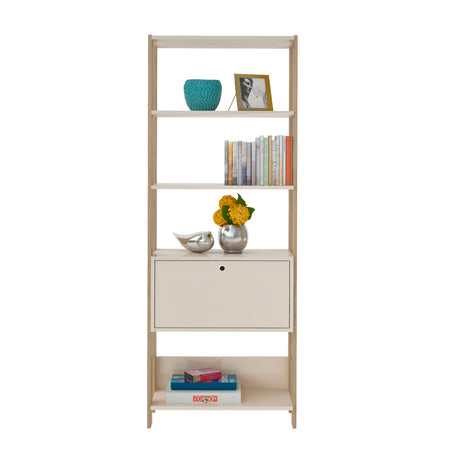 Estantería Rectangular Match Roble y Off White 63x166cm Con Cinco Entrepaños - BIBLIOTECAS Y ESTANTERIAS | Bylmo