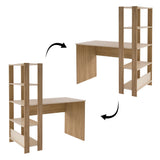 Escritorio con Biblioteca Match Roble y Off White 120x134cm con Tres Repisas - ESCRITORIOS | Bylmo