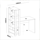 Escritorio con Biblioteca Match Roble y Off White 120x134cm con Tres Repisas - ESCRITORIOS | Bylmo