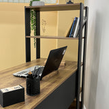 Escritorio con Biblioteca Match Pino y Negro 120x134cm con Tres Repisas - ESCRITORIOS | Bylmo
