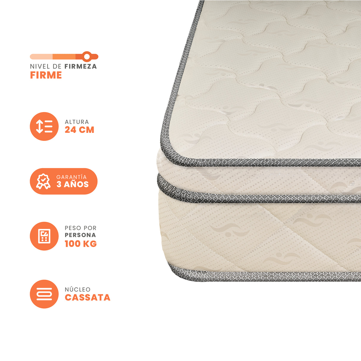 Colchón Firme Marsella New Beige Sencillo 90x190cm Ortopedico - COLCHONES | Bylmo
