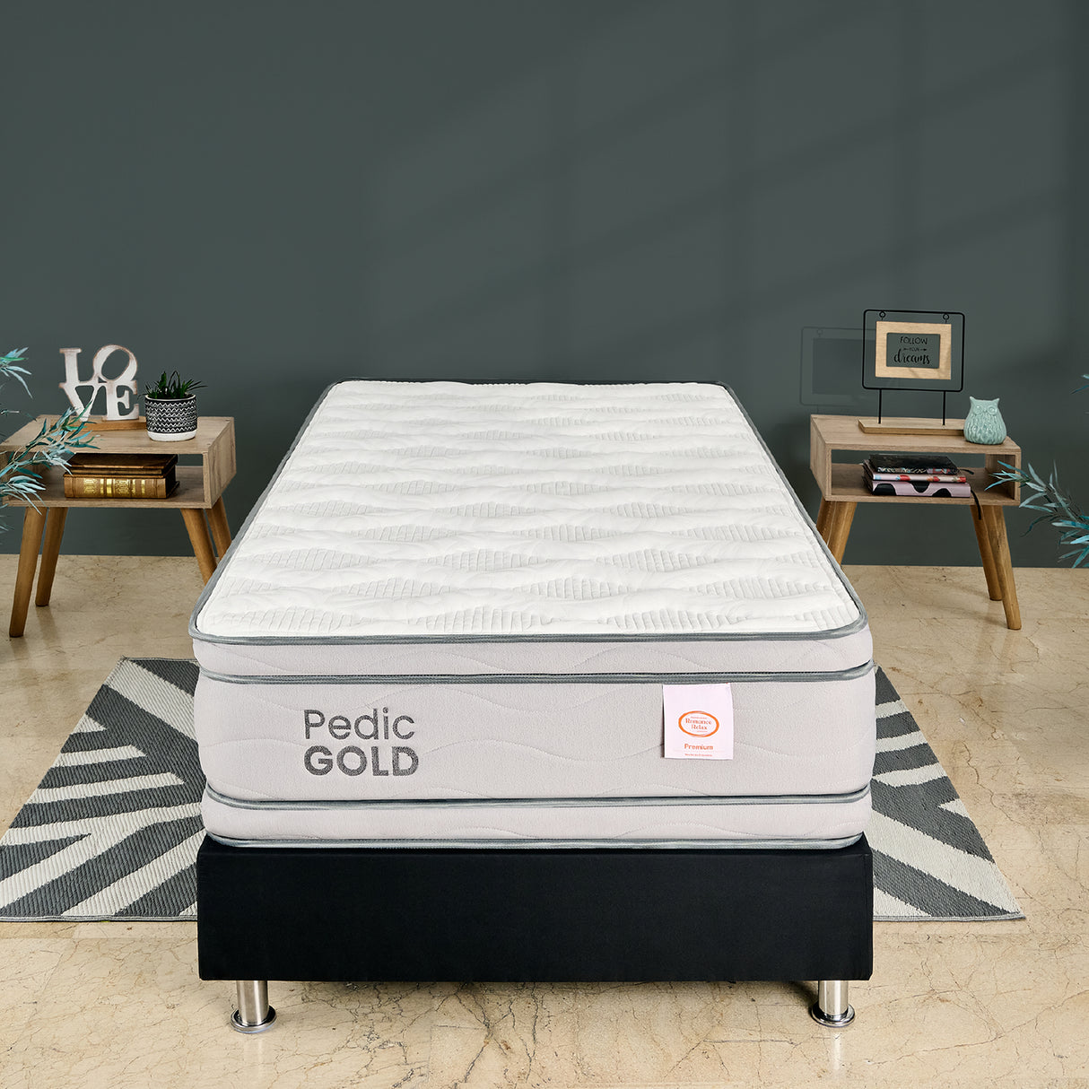 Colchón Firme Pedic Gold Blanco Sencillo 90x190cm Ortopedico con Pillow Doble - COLCHONES | Bylmo