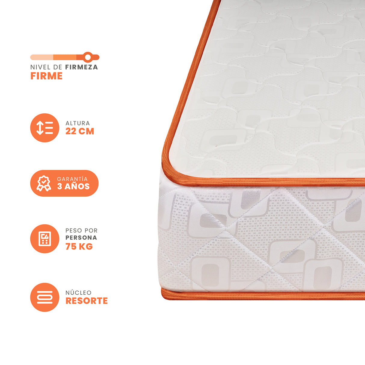Colchón Firme Lite Resor Blanco Doble 140x190cm Ortopedico - COLCHONES | Bylmo