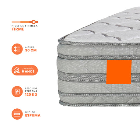 Colchón Firme Mercurio Blanco Queen 160x190cm Ortopedico con Pillow Sencillo - COLCHONES | Bylmo