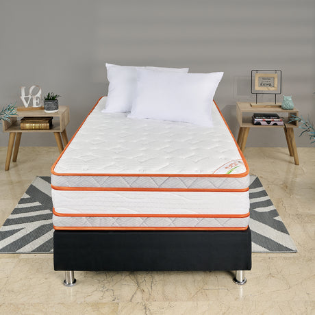 Colchón Medio Firme Pro Resor Blanco Sencillo 100x190cm Semiortopedico con Pillow Doble - COLCHONES | Bylmo