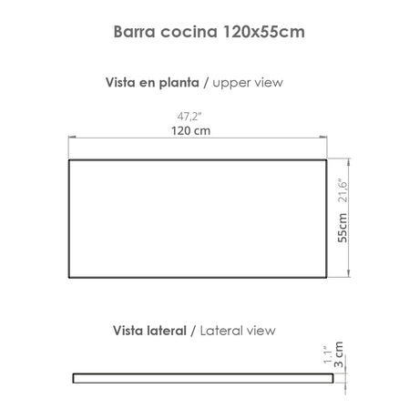 Barra de Cocina Ambar Soder 120x88cm con Mesón de Mármol Sintético y Cuatro Compartimientos - BARRAS Y MUEBLES AUXILIARES | Bylmo