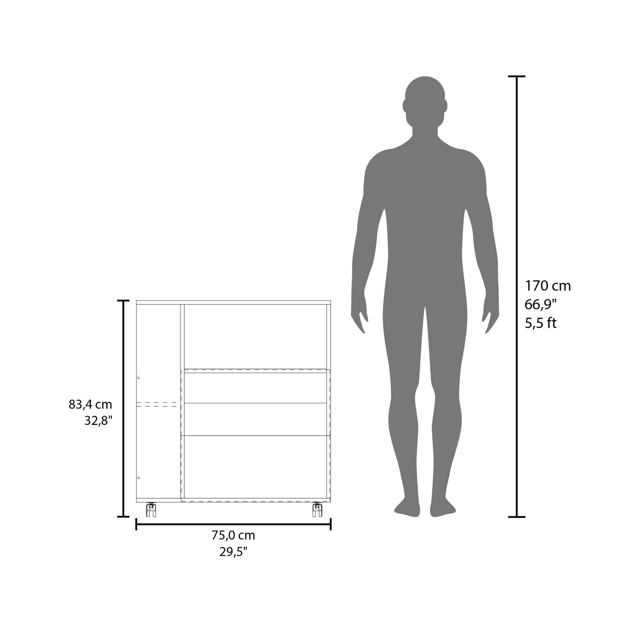 Mueble Microondas Eldon Wengue 75x83.4cm Con Ruedas - ALACENAS Y MUEBLES MICROONDAS | Bylmo