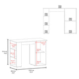 Barra de Cocina Allen Fresno Europeo y Blanco 120.3x91cm Con Seis Compartimientos - BARRAS Y MUEBLES AUXILIARES | Bylmo