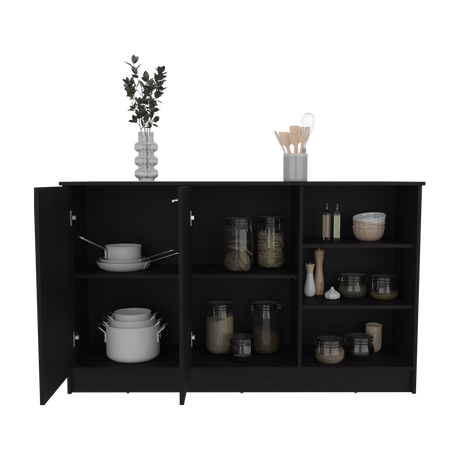 Isla de Cocina Ginger Wengue 150x90.6cm Con Seis Compartimientos - BARRAS Y MUEBLES AUXILIARES | Bylmo