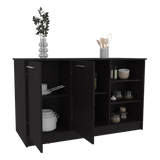 Isla de Cocina Ginger Wengue 150x90.6cm Con Seis Compartimientos - BARRAS Y MUEBLES AUXILIARES | Bylmo
