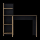 Escritorio con Biblioteca Vilna Fresno Europeo y Wengue 120x120.6cm sin Cajones - ESCRITORIOS | Bylmo