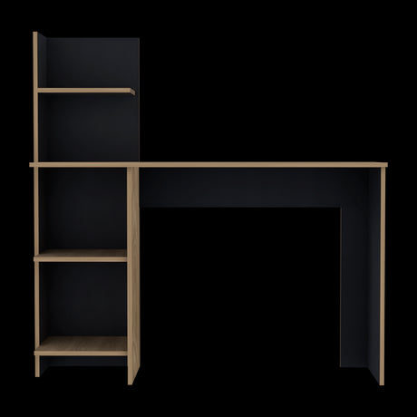 Escritorio con Biblioteca Vilna Fresno Europeo y Wengue 120x120.6cm sin Cajones - ESCRITORIOS | Bylmo