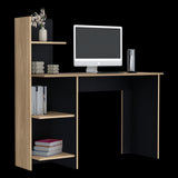 Escritorio con Biblioteca Vilna Fresno Europeo y Wengue 120x120.6cm sin Cajones - ESCRITORIOS | Bylmo
