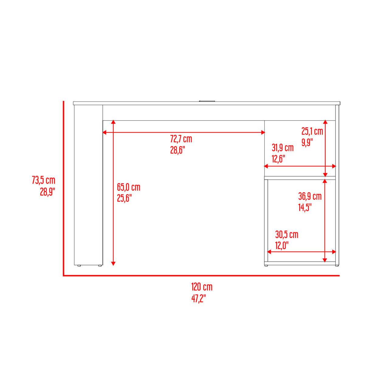 Escritorio Astana Fresno Europeo y Wengue 120x73.5cm sin Cajones - ESCRITORIOS | Bylmo