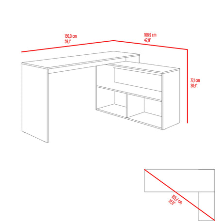 Escritorio Esquinero Axis Wengue 150x77cm sin Cajones - ESCRITORIOS | Bylmo