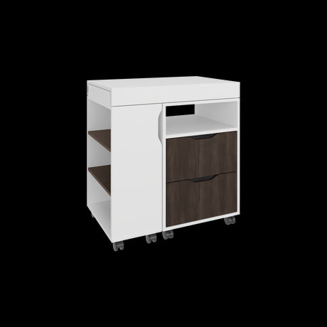 Escritorio Extensible San Diego Blanco y Nogal 70.5x75.5cm con Dos Cajones - ESCRITORIOS | Bylmo