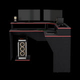 Escritorio Gamer Guma Wengue y Rojo 128x88.5cm sin Cajones - ESCRITORIOS | Bylmo