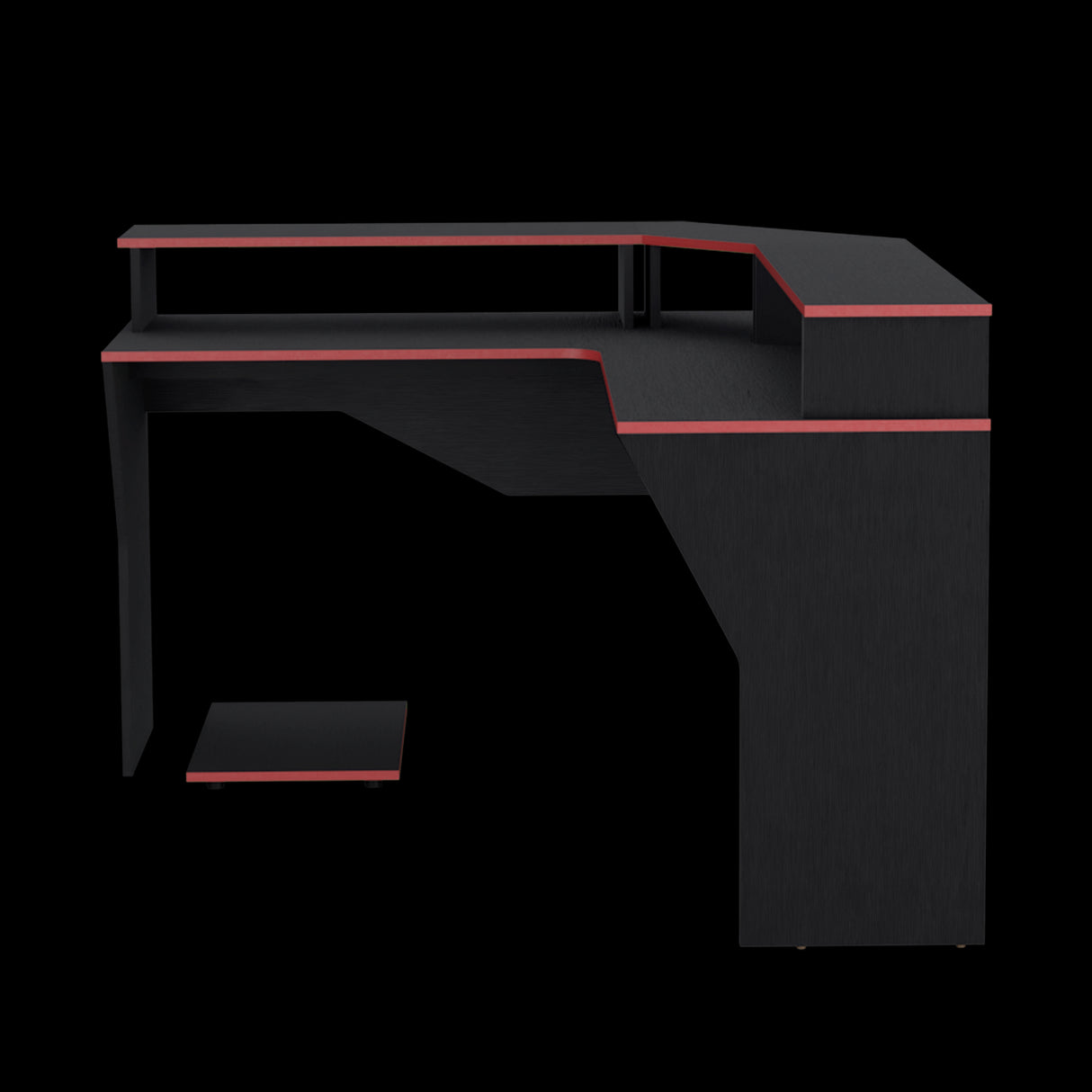 Escritorio Gamer Guma Wengue y Rojo 128x88.5cm sin Cajones - ESCRITORIOS | Bylmo