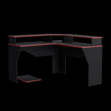 Escritorio Gamer Guma Wengue y Rojo 128x88.5cm sin Cajones - ESCRITORIOS | Bylmo