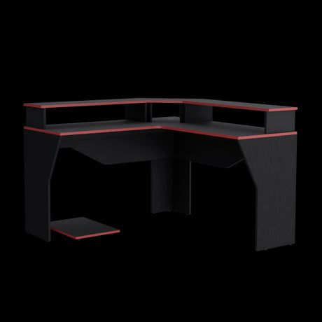 Escritorio Gamer Guma Wengue y Rojo 128x88.5cm sin Cajones - ESCRITORIOS | Bylmo