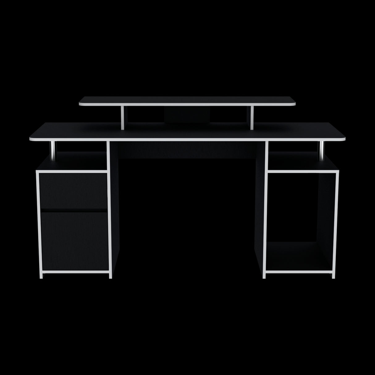 Escritorio Gamer Keria Wengue y Blanco 157x88.5cm con Un Cajón - ESCRITORIOS | Bylmo