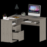 Escritorio Esquinero Mix Ceniza 120.1x77.2cm con Dos Cajones - ESCRITORIOS | Bylmo