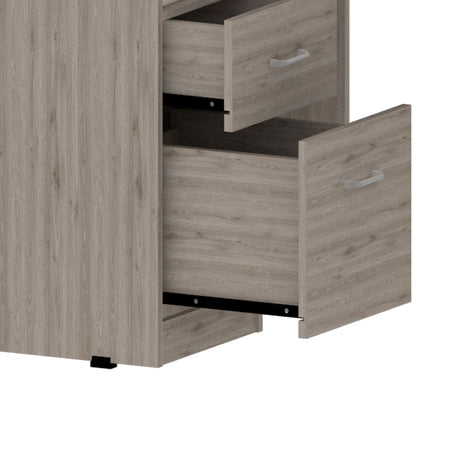 Escritorio Esquinero Mix Ceniza 120.1x77.2cm con Dos Cajones - ESCRITORIOS | Bylmo