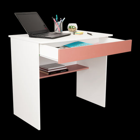 Escritorio Ohio Blanco y Arupo 80x73cm con Un Cajón - ESCRITORIOS | Bylmo