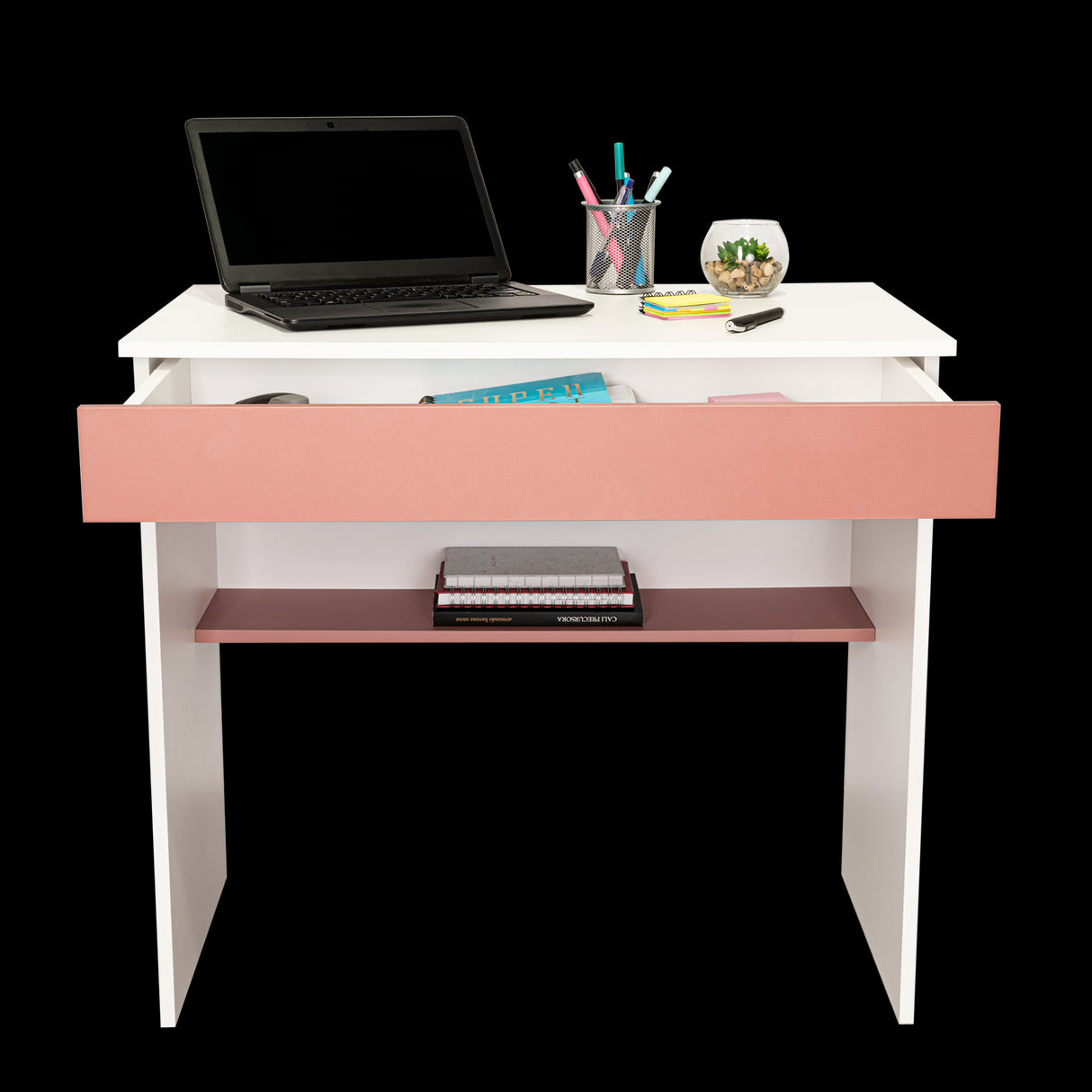 Escritorio Ohio Blanco y Arupo 80x73cm con Un Cajón - ESCRITORIOS | Bylmo