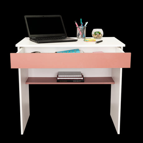 Escritorio Ohio Blanco y Arupo 80x73cm con Un Cajón - ESCRITORIOS | Bylmo