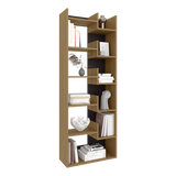 Biblioteca Asimétrica Clover Fresno Europeo y Wengue 60x162cm con OnceCompartimientos - BIBLIOTECAS Y ESTANTERIAS | Bylmo