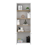 Biblioteca Rectangular Z63 Blanco y Duna 63x180.6cm con Cinco Compartimientos y Dos Puertas - BIBLIOTECAS Y ESTANTERIAS | Bylmo