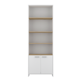 Biblioteca Rectangular Z63 Blanco y Duna 63x180.6cm con Cinco Compartimientos y Dos Puertas - BIBLIOTECAS Y ESTANTERIAS | Bylmo